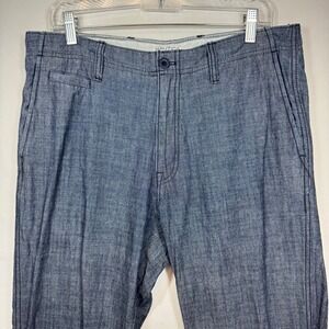 Nautica Mens Blue Chambray Pants Casual Lightweight‎ Size 33x32